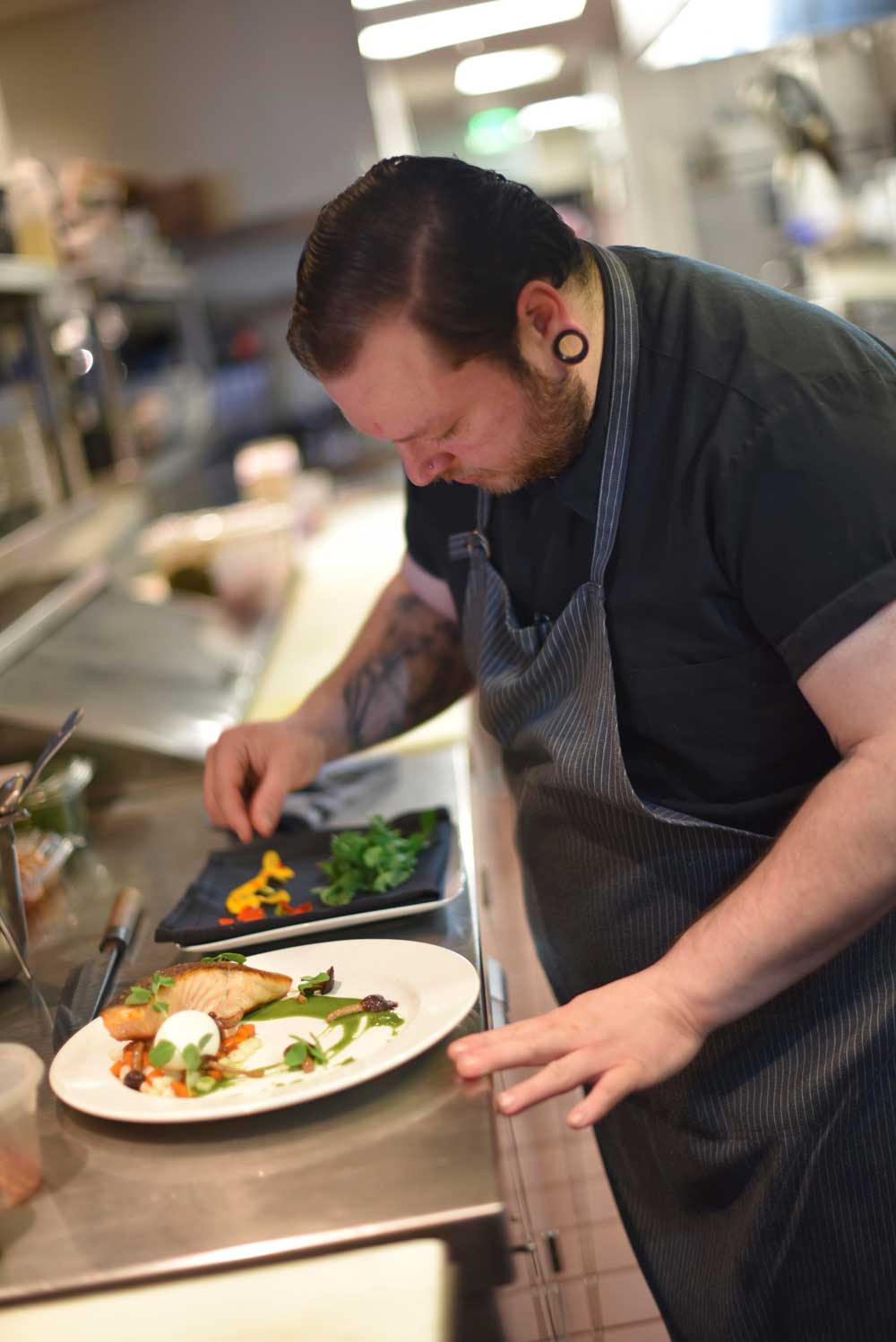 Plating is a careful art with chef Jake Whitlock of 1300 on Fillmore 