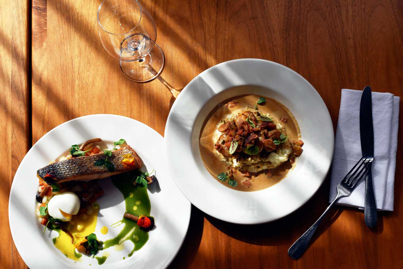 Fresh dishes like the salmon complement traditional dishes like shrimp and grits at 1300 on Fillmore