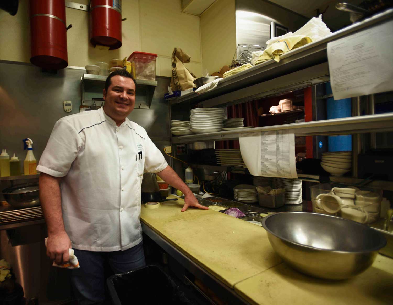 Chef Adam at the famed Absinthe burger station