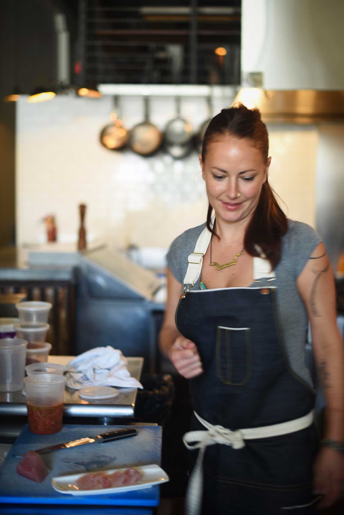 Chef Melissa prepares most of the dishes herself, given the small kitchen size at Bar Crudo.