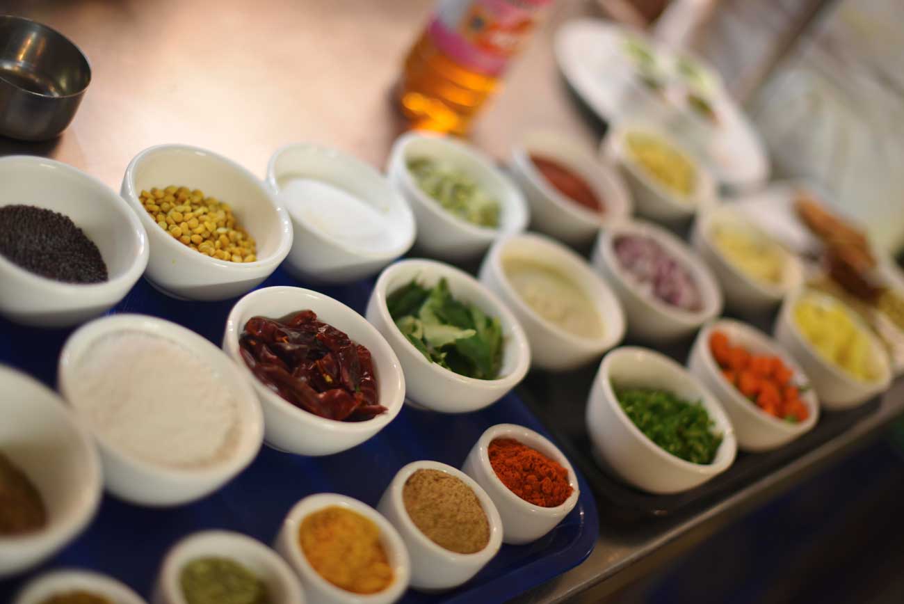 Indian spices are prepped for the chefs at Dosa 