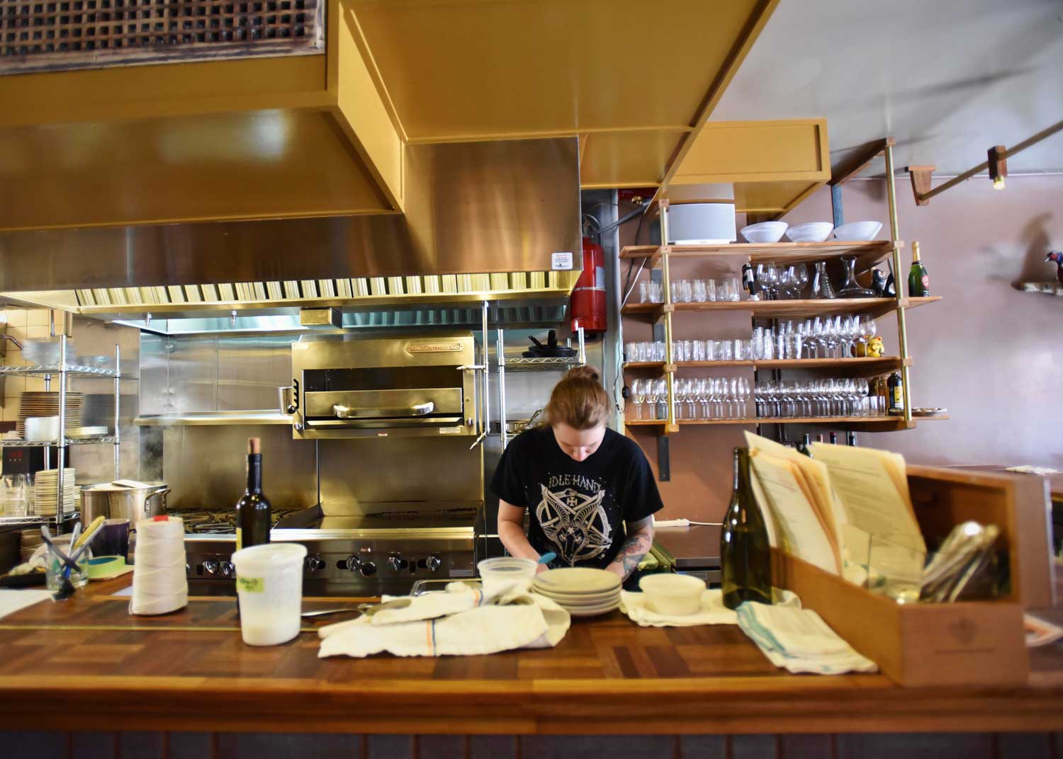 Chef Sara Hauman remains entirely focused on the food and gets into a trance-like state in the kitchen.