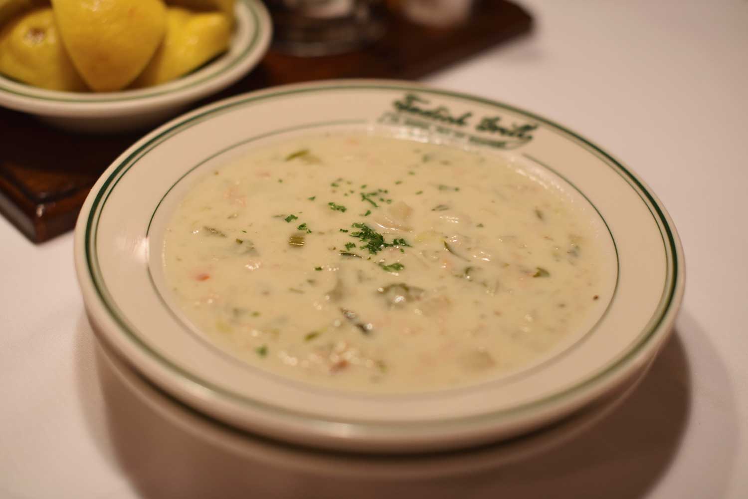 The white clam chowder at Tadich Grill often sells out nightly.