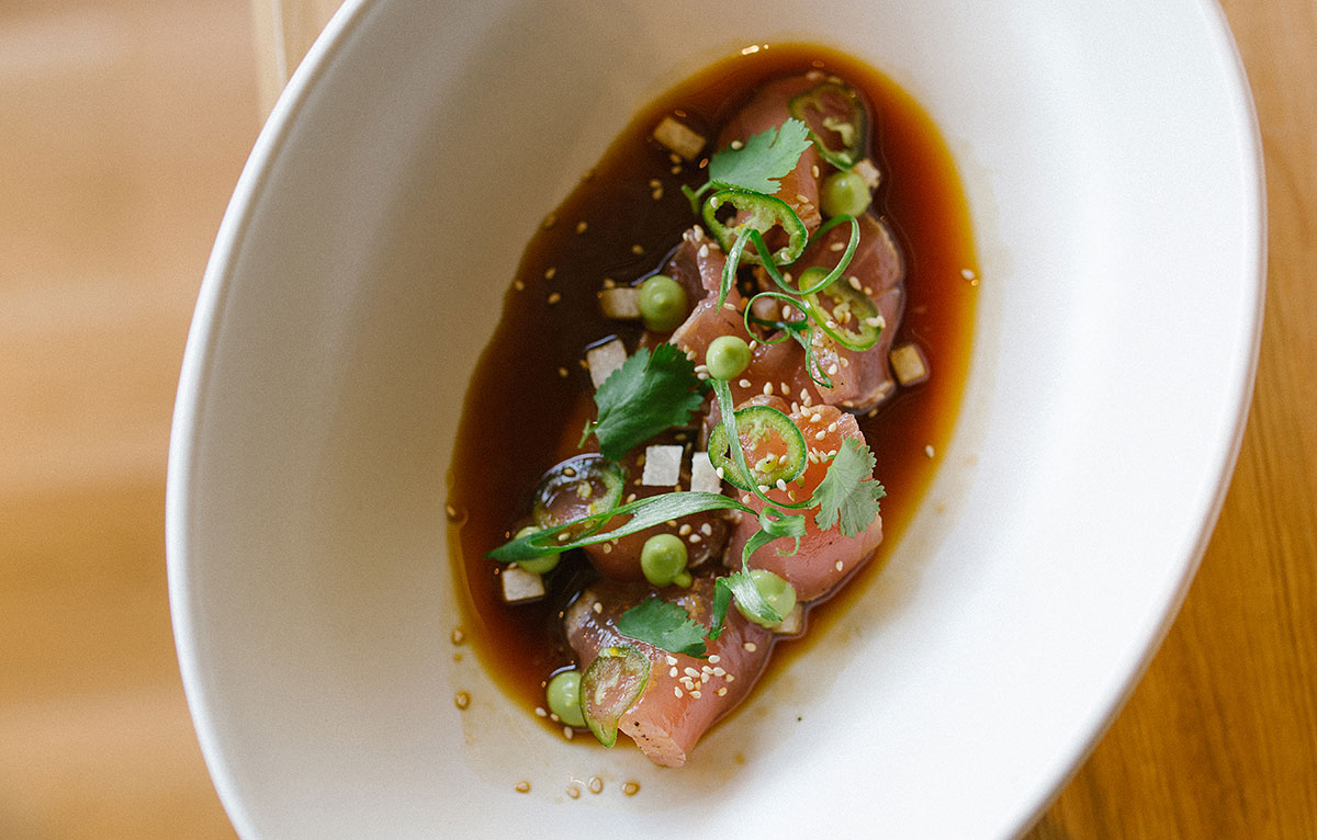 The Wild Caught Albacore Tataki (avocado, jalapeño, toasted sesame, yuzu ponzu) is fresh and tart.