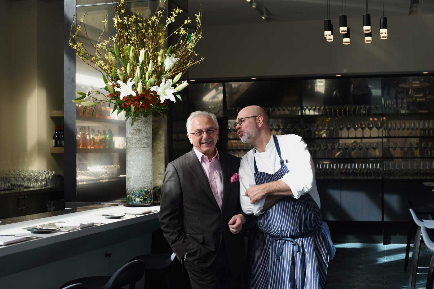 Chef Staffan Terje and Umberto Gibin have worked together for over a decade and have developed a rich partnership. Kisses all around!
