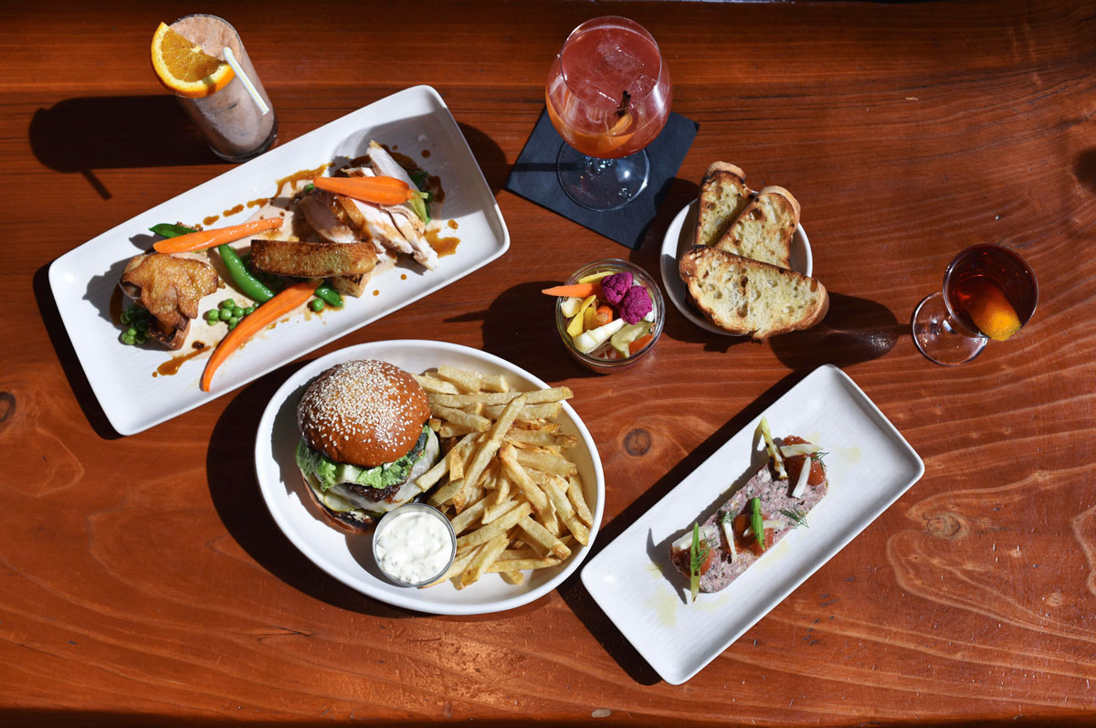The assortment of food and drinks served at Maven - not your average bar food and drink. 