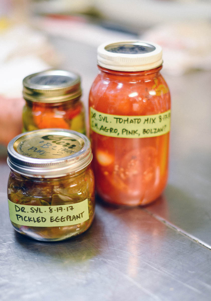 Pickled jars of home-grown vegetables from a long-time Acquerello diner 