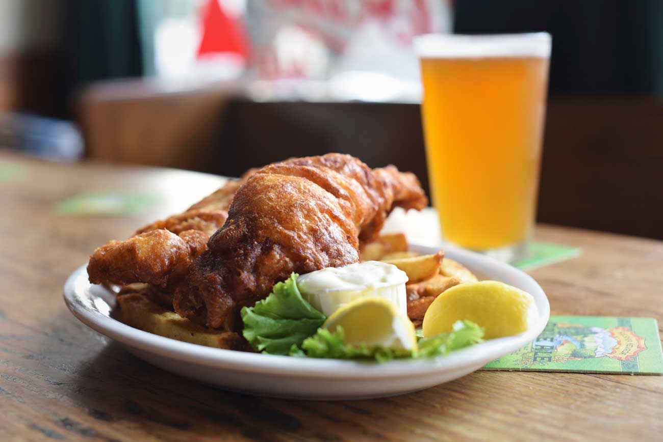 The Fish and Chips from the Pig and Whistle are one of the pub's best selling items on the menu.